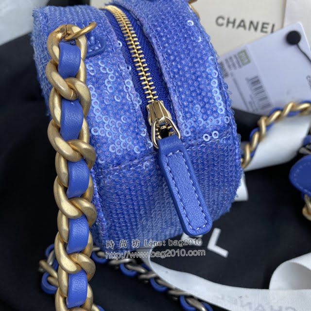 Chanel女包 香奈兒專櫃最新款亮片圓餅小挎包 Chanel大菱格粗鏈條女包 AP0945  djc4058